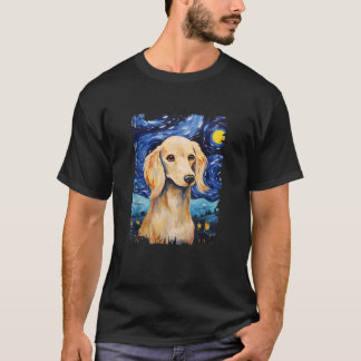 T-shirt Peinture de nuit étoilée de chien de Dachshund de 