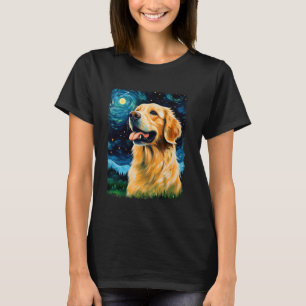 T-shirt Peinture de nuit étoilée de chien Retriever doré