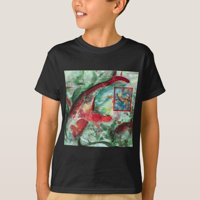 T-shirt Peinture de poissons de carpe de Koi (Devant)