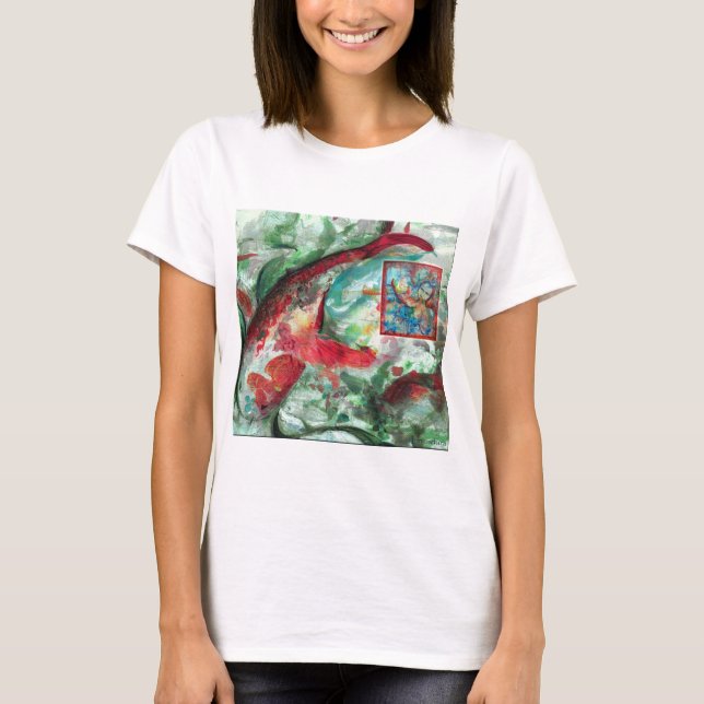 T-shirt Peinture de poissons de carpe de Koi (Devant)