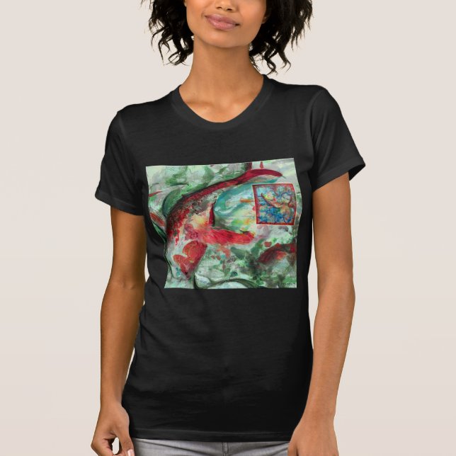 T-shirt Peinture de poissons de carpe de Koi (Devant)