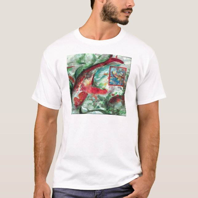 T-shirt Peinture de poissons de carpe de Koi (Devant)