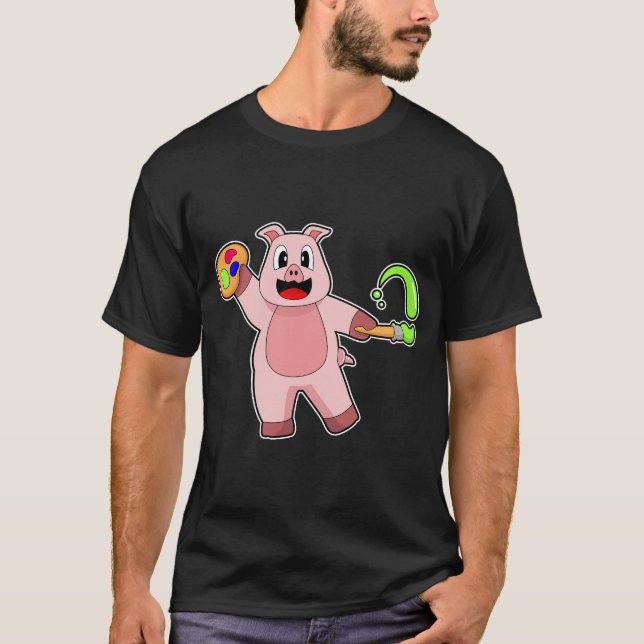 T-shirt Peinture de porc Couleur de la brosse de peinture (Devant)