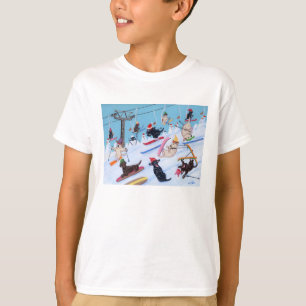 T-shirt Peinture de ski de Labradors d'amusement d'hiver
