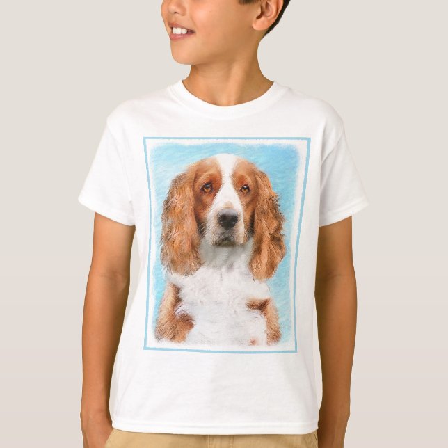 T-shirt Peinture d'espagnol Welsh Springer - Art original  (Devant)