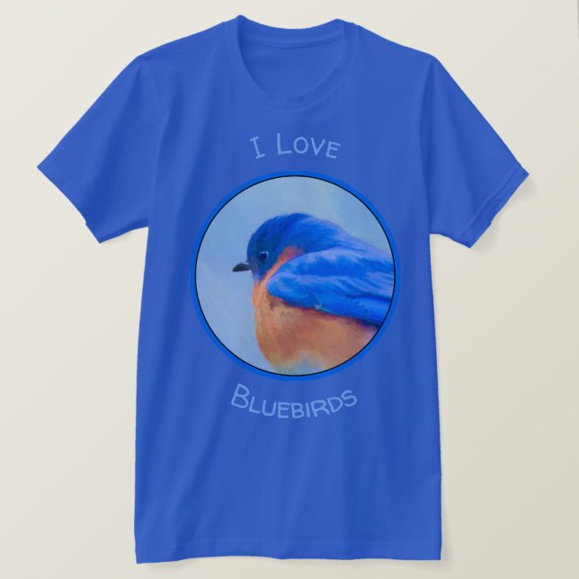 T-shirt Peinture d'oiseau bleu - art original d'oiseau (Design devant)