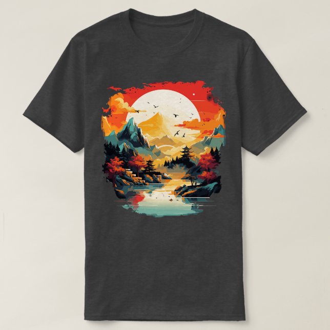 T-shirt Peinture Du Paysage Asiatique (Design devant)