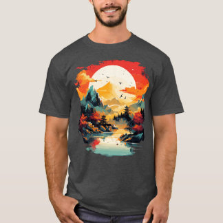 T-shirt Peinture Du Paysage Asiatique