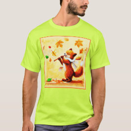 T-shirt Peinture d'un heureux Renard Rouge chantant. Comma