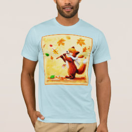 T-shirt Peinture d'un heureux Renard Rouge chantant. Comma