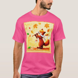 T-shirt Peinture d'un heureux Renard Rouge chantant. Comma