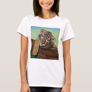 T-shirt Peinture d'un petit tigre dormant
