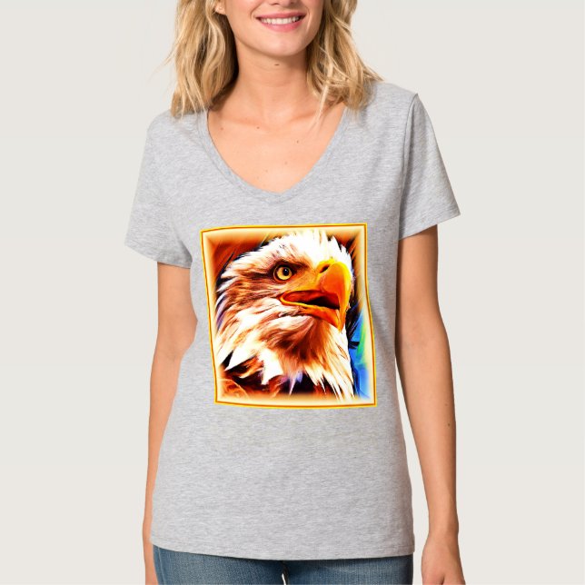 T-shirt Peinture d'un Visage d'Aigles Étonnant. Commandez  (Devant)