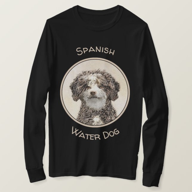 T-shirt Peinture espagnole de chien d'eau - jolie art orig (Design devant)