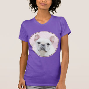 T-shirt Peinture française de Bulldog (Crème/Blanc) - Art