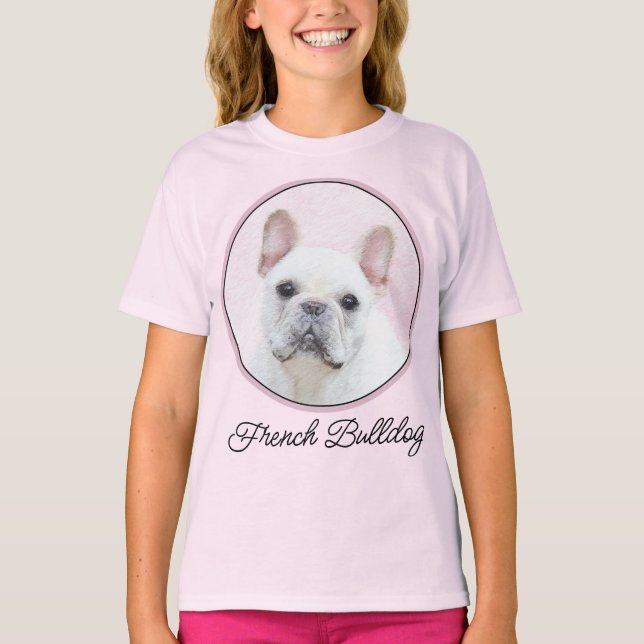 T-shirt Peinture française de Bulldog (Crème/Blanc) - T- (Devant)