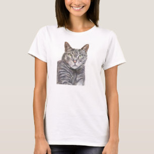 T-shirt Peinture grise de yeux verts de chat