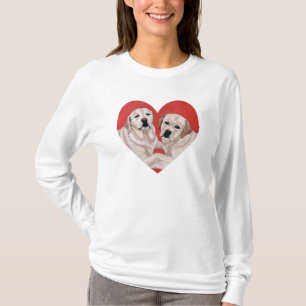 T-shirt Peinture jaune de duo de Labrador