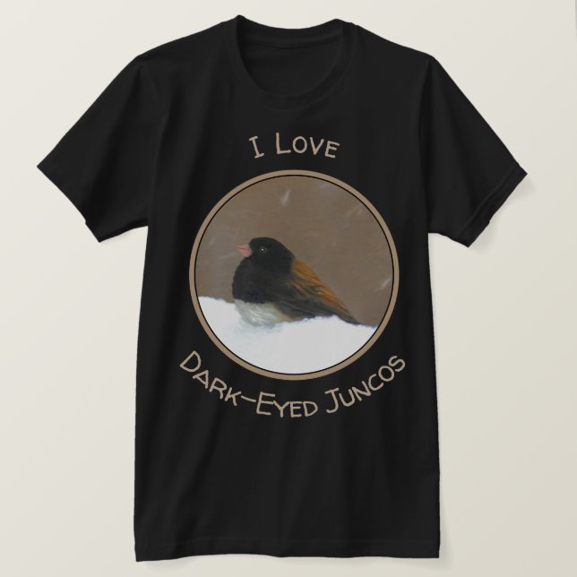 T-shirt Peinture Junco foncée - Art original pour oiseaux (Design devant)