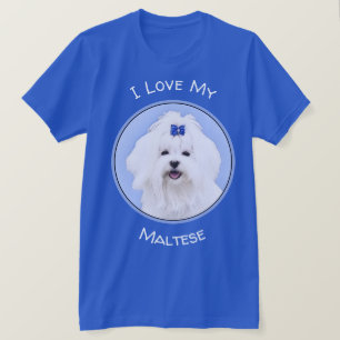 T-shirt Peinture maltaise - Joli art original pour chien