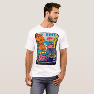 T-shirt Peinture "Mid-Century Modern Ocean Aquatic" sur un
