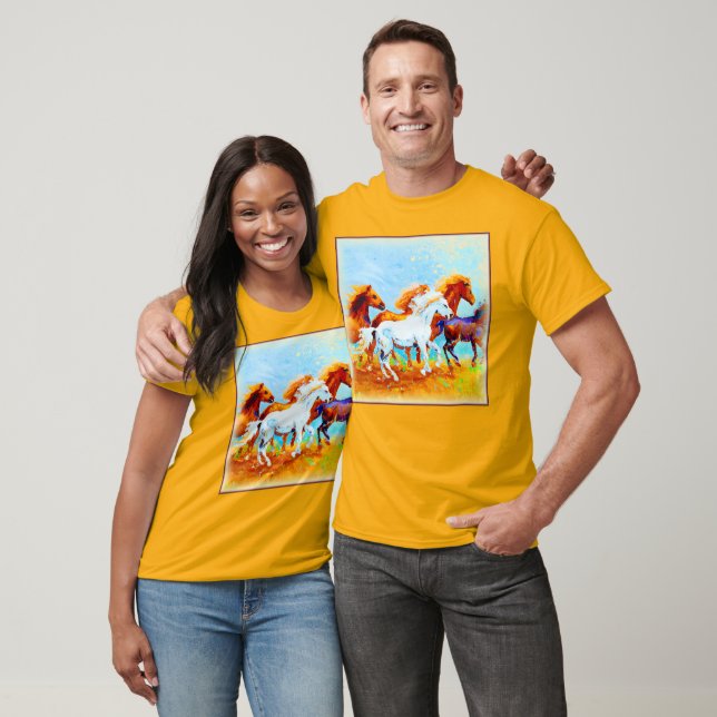 T-shirt Peinture Mignonne De Chevaux De Course. Commandez  (Unisexe)