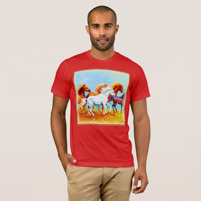 T-shirt Peinture Mignonne De Chevaux De Course. Commandez  (Devant entier)