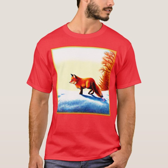T-shirt Peinture mignonne d'un Renard Rouge. Commandez dès (Devant)