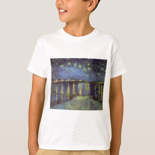 T-shirt Peinture nocturne étoilée de Van Gogh (Devant)