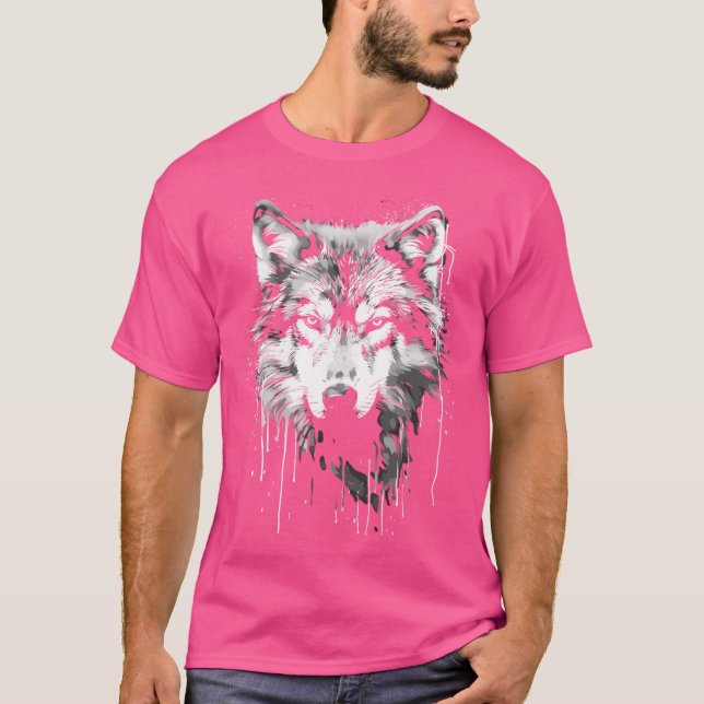T-shirt Peinture noir et blanc goutte Wolf Tee (Devant)