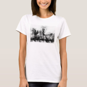 T-shirt Peinture noire et blanche de la cathédrale Notre-D
