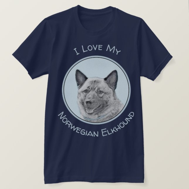 T-shirt Peinture norvégienne Elkhound - Art original Chien (Design devant)