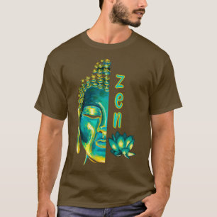 T-shirt Peinture numérique bouddhiste zen bleu Bouddha jau