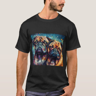 T-shirt Peinture numérique de copains pug psychédéliques -