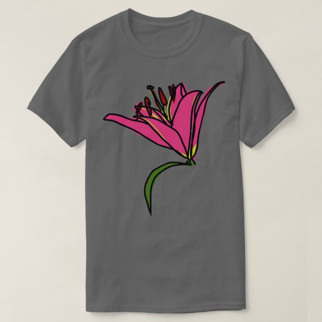 T-shirt Peinture numérique d'une fleur de Lys rose (Design devant)