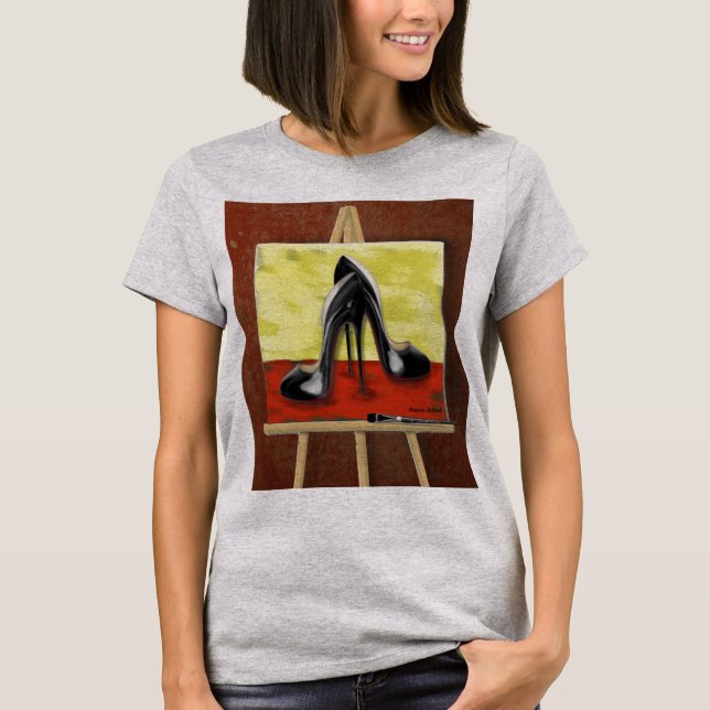 T-shirt Peinture numérique d'une peinture de Stiletto noir (Devant)