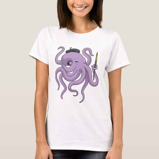 T-shirt Peinture Octopus Peinture brosse (Devant)