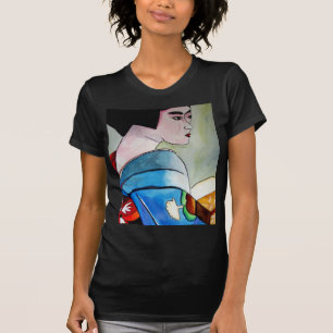 T-shirt peinture originale d'aquarelle japonaise Geisha