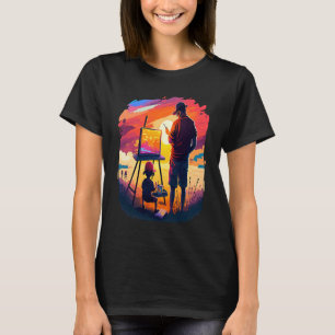 T-shirt Peinture Paysage Collecteur Peintre Papa Au Couche