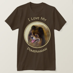 T-shirt Peinture Poméranienne Noir et Tan Art Chien origin