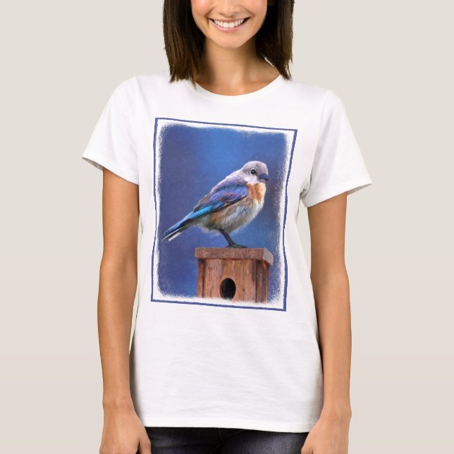 T-shirt Peinture pour oiseaux bleus (femelle) - Art origin (Devant)