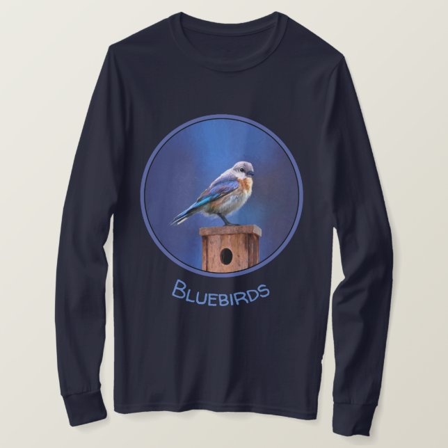 T-shirt Peinture pour oiseaux bleus (femelle) - Art origin (Design devant)