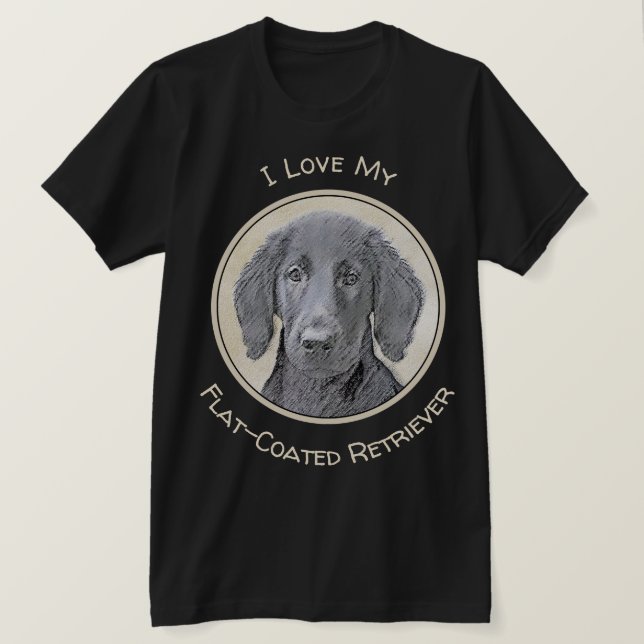 T-shirt Peinture Retriever à revêtement plat - Art Chien o (Design devant)