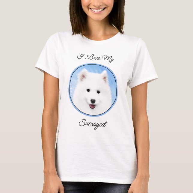 T-shirt Peinture Samoyed Puppy - Jolie Art Original Chien (Devant)