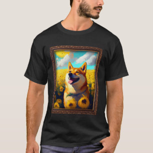 T-shirt Peinture Shiba Inu Tournesol Fleur Maman Femmes Fl