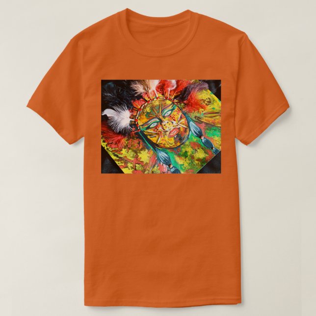 T-shirt Peinture sur médias mixtes de style amérindien (Design devant)