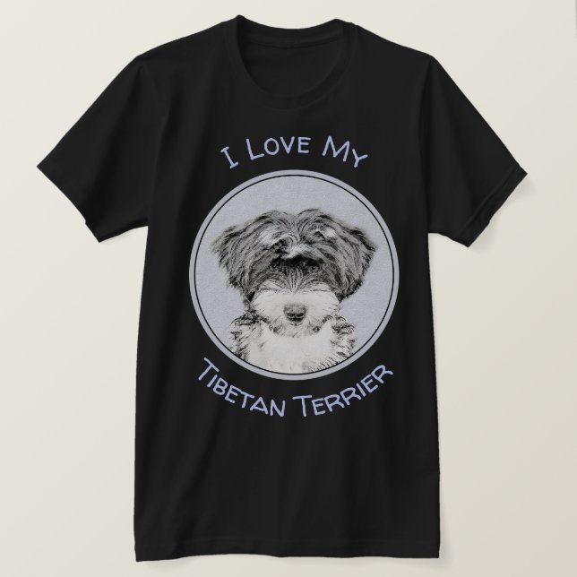 T-shirt Peinture Tibétaine Terrier - Cute Original Chien A (Design devant)