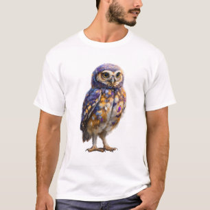 T-shirt Peinture vibrante de hibou galactique pour hommes