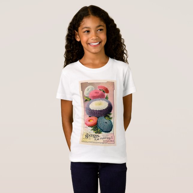 T-Shirt Peinture vintage rose blanc Aster (Devant entier)
