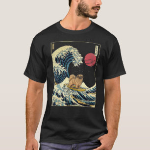 T-shirt Pekingese Japonais Kanagawa Vague Surf drôle Chien